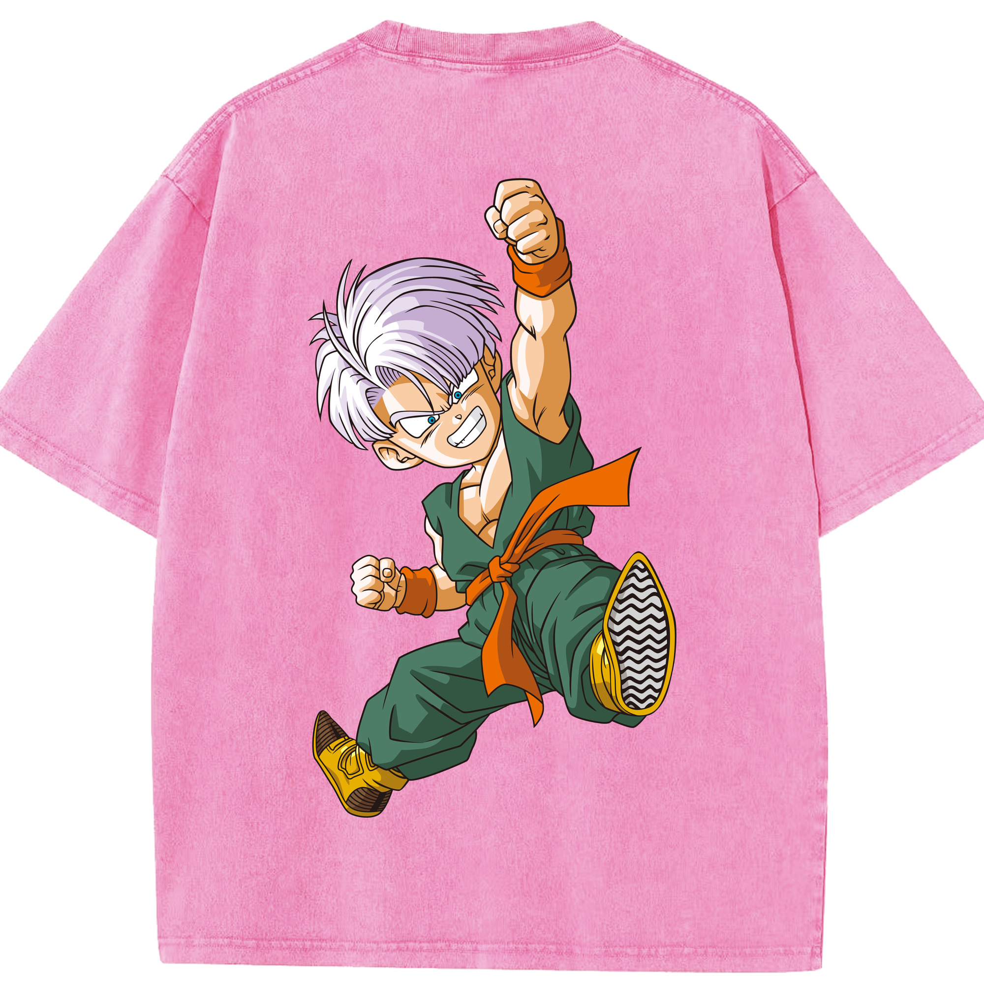 （画像用） ドラゴンボール トランクス（Torankusu）DRAGON BALL Trunks 綿100% ヴィンテージ風 半袖Tシャツ（背面プリント）